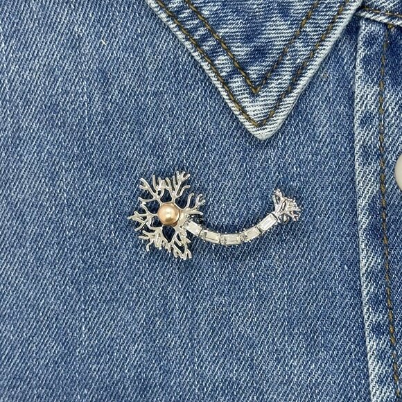 ⭐Hanreshe Neuron Pin Brooch Crystals Medical Jewelry Brain Nerve Cell Chemistry - Picture 1 of 6